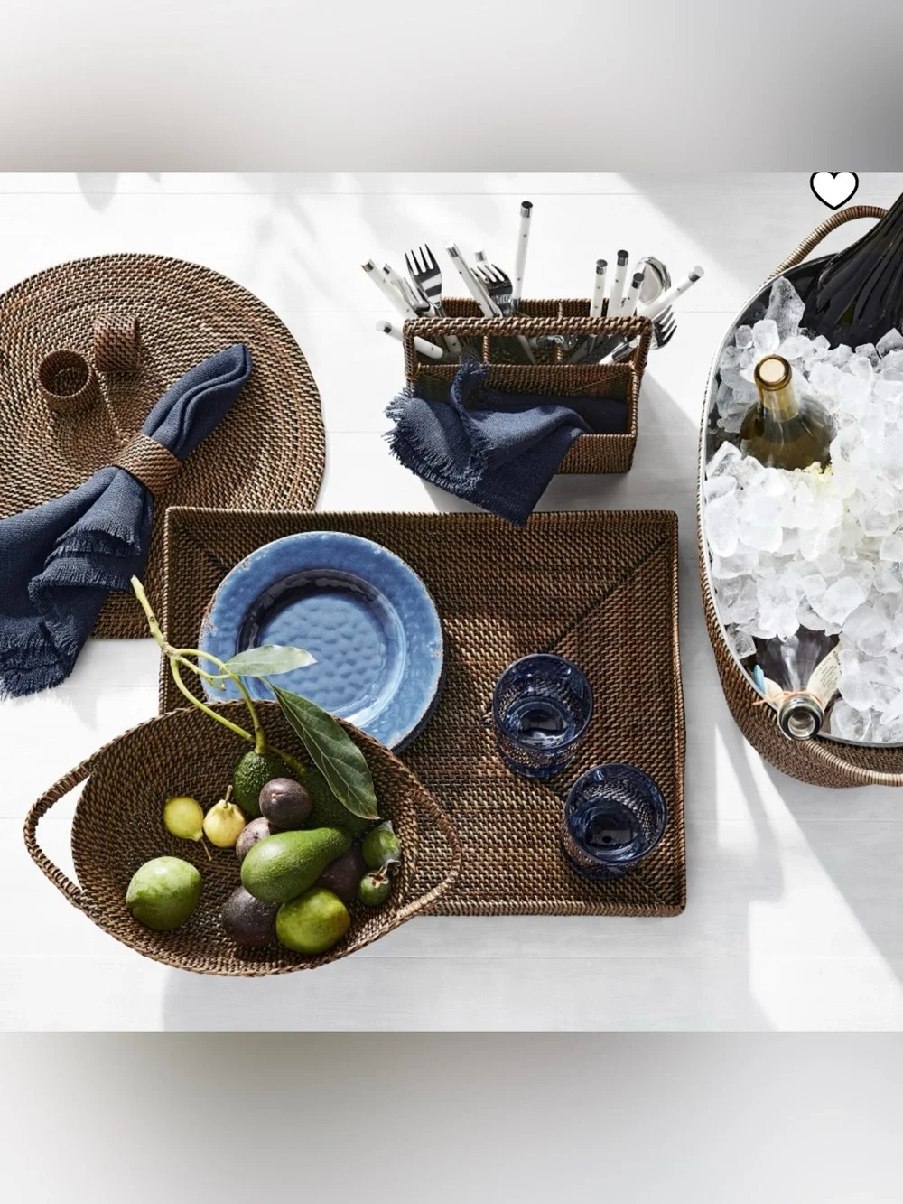 Williams Sonoma Nito Woven Brown Rattan Napkin Rings ~ Set of 4